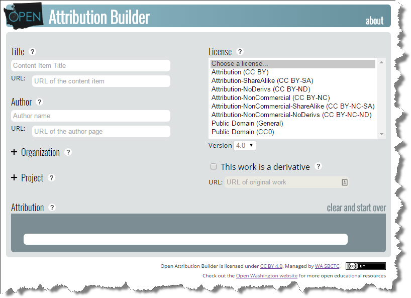 Screenshot: Open Attribution Builder